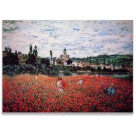 Monet Wall Art Collection Poppy Field near Vetheuil, 1879 Canvas Prints Wrapped Gallery Wall Art | Stretched and Framed Ready to Hang 30X40,