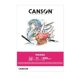Canson Graduate Manga Blocco Collato A4 30 fogli Liscio 200 g, bianco, C31250P030