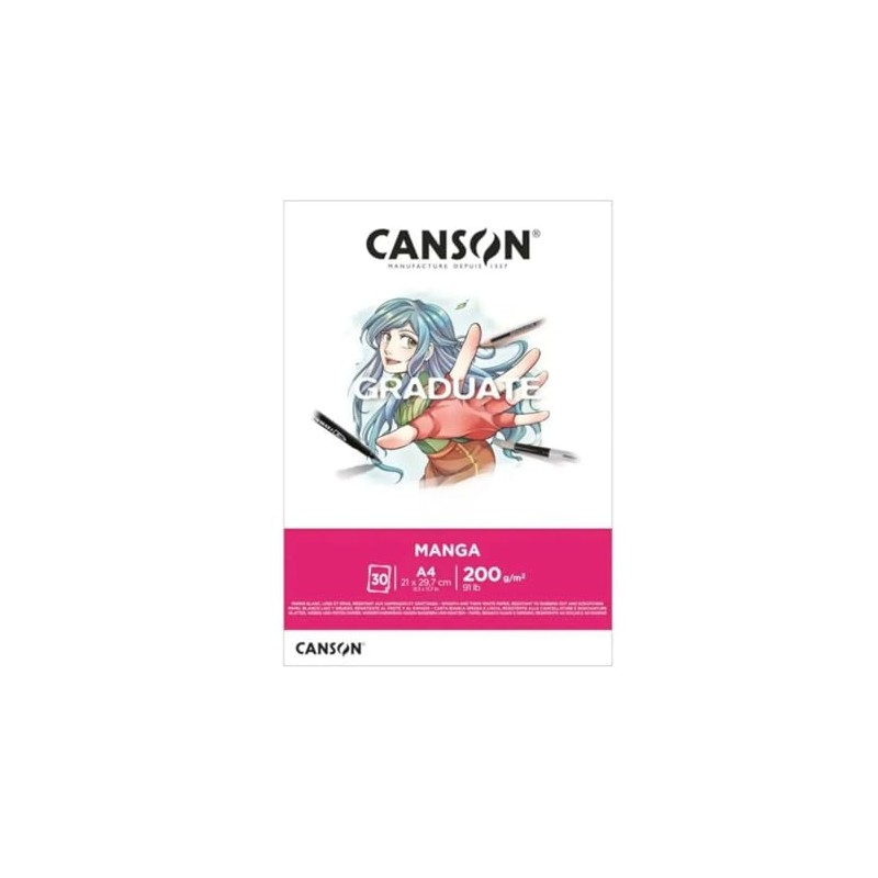 Canson Graduate Manga Blocco Collato A4 30 fogli Liscio 200