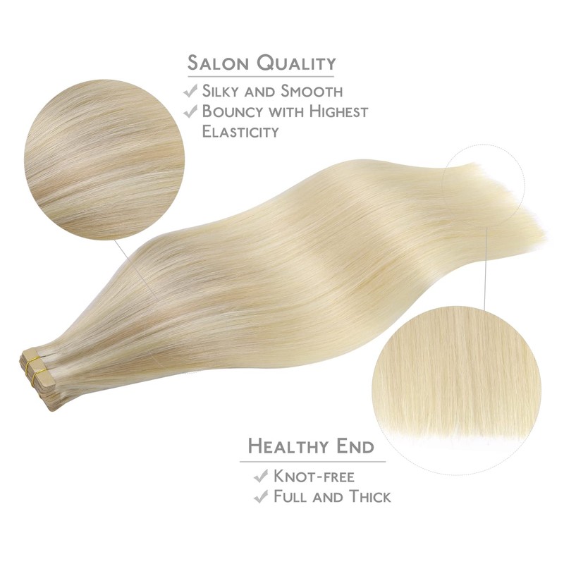 WENNALIFE Tape-in Extensions, Real Hair, Set of 20, 50 g,