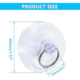 NoBrand 40mm/1.6" Suction Cup Hooks, 12 Pcs Transparent PVC & Stainless Steel, Minimalis