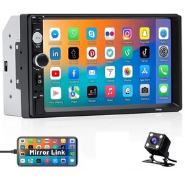 Podofo 7'' Touchscreen Car Radio with FM Supports Backup Camera Mirror Link