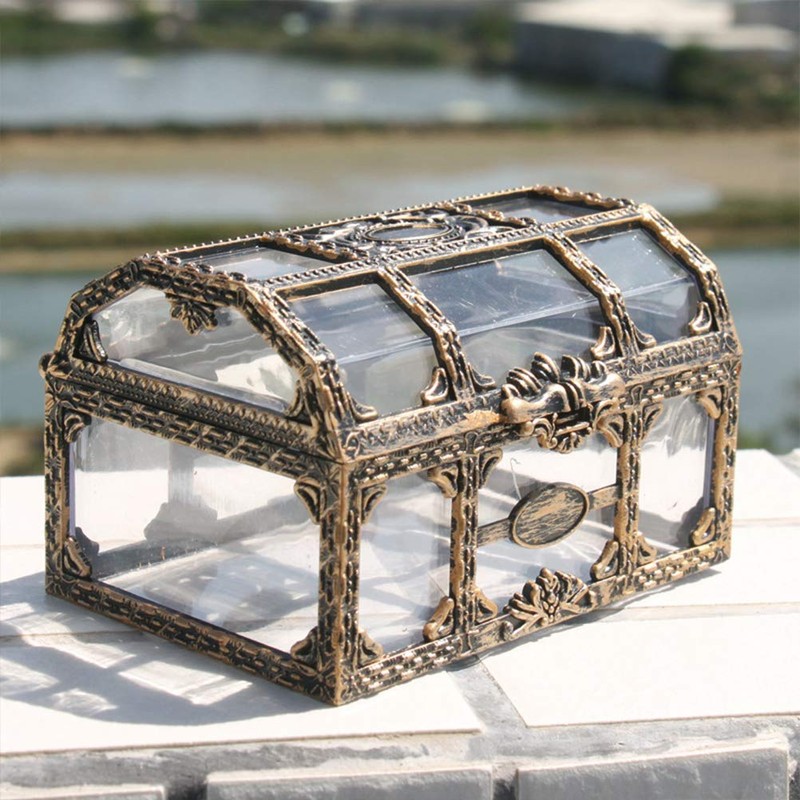 Fauitay pirate treasure chest,Storage Organizer Crystal Jewelry Box Transparent Pirate
