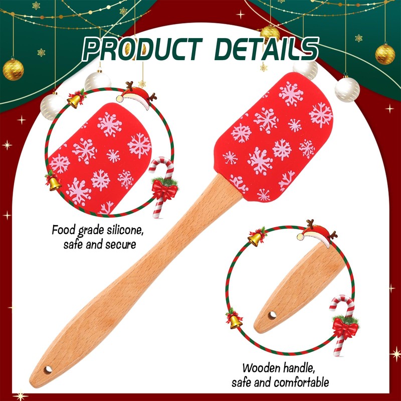4sets Christmas Mini Bake Gift Sets Includes Silicone Spatula, Whisk,
