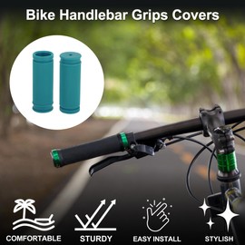TUCKBOLD Bike Handlebar Grips Covers 85mm Long Soft | Mountain Bike End Grips Protector Green 1 Pair