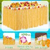 Juexica Luau Grass Table Skirt Yellow Hawaiian Faux Hibiscus Flowers