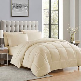 Sweet Home Collection Down Alternative Comforter All Season Warmth Luxurious Plush Loft Microfiber Fill Duvet Insert Bedding, King, Cream