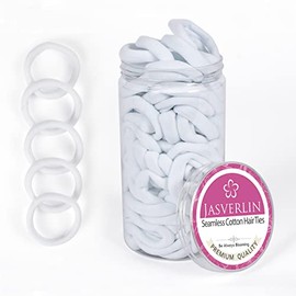 JASVERLIN- Lazos para el cabello de tela de algodón blanco, coleteros suaves para el cabello para mujeres trenzadas, rizadas y finas