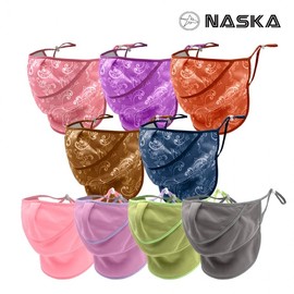 Nasca Silvix Korean Made Thermal UV Protection Golf Mask - Fleece-Lined Multi-Scarf Sunshade Pattern Orange 10ea