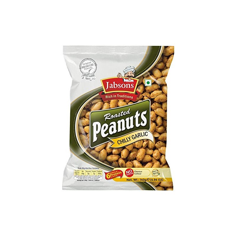 Jabsons Roasted Peanut (Chilly Garlic Flavour) 140gm - Pack of