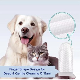 No Pawblems Natural Ear Finger Wipes for Dogs & Cats Comfy Finger Design | Clean Ear Wax