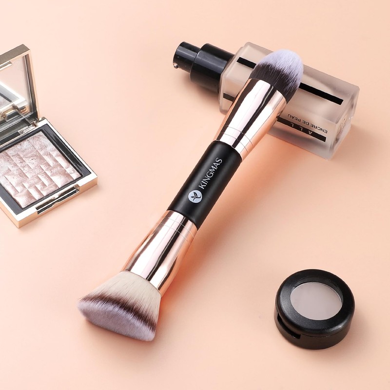 KINGMAS Foundation Makeup Brush, Double-Ended Makeup Brushes Angled/Tapered Top for