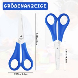 EOGRFW Pack of 30 Children's Scissors, Safety Scissors for Children for DIY Cut Decoupage, Learning Scissors with 5 cm Scale, Craft Scissors Children for Home and School (13 cm, 5 Colours)