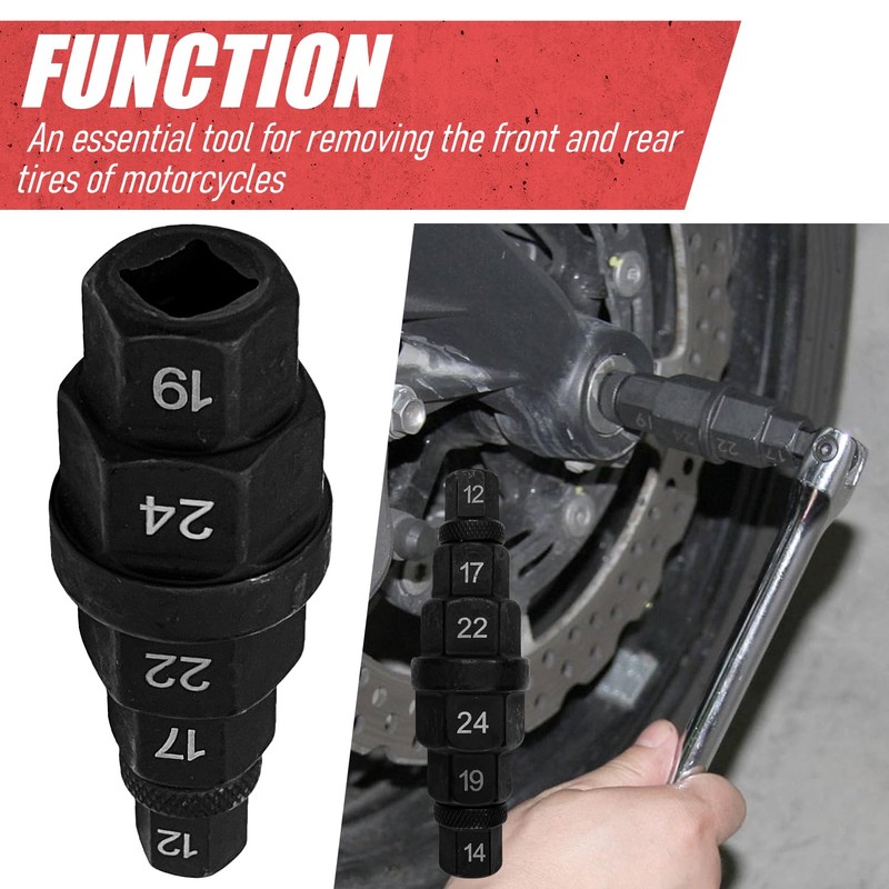 SUGOOE 6-in-1 Motorcycle Hex Allen Axle Tool, Steady Hex Bit