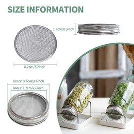 4 Pack Sprouting Lids for Mason Jars, 304 Stainless Steel Wide Mouth Seed Sprouting Kit,Sprouting Jar Lid urable Filter Screens for Growing Broccoli, Alfalfa, Beans