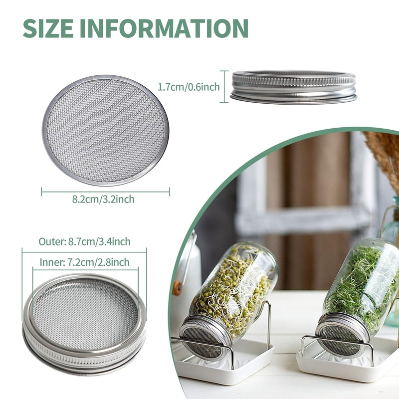 4 Pack Sprouting Lids for Mason Jars, 304 Stainless Steel