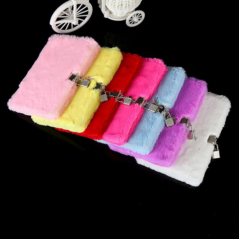 Kisangel Adorable Plush Notebook with Lock Cute Diary for Girls