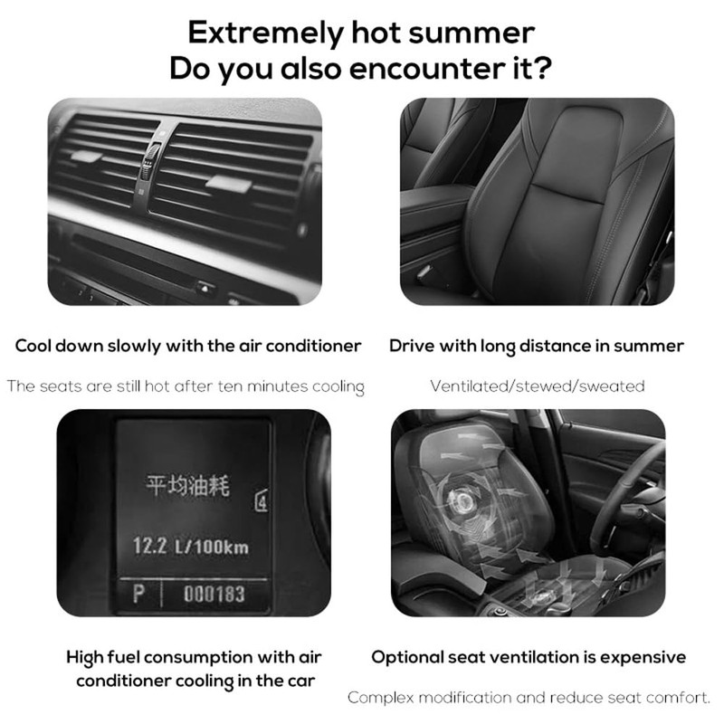 Shkalacar Car Fan Seat Cooling Fan, USB Car Headrest Fan