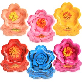 60PCS Mexican Fiesta Party Plates Mexican Flower Shape Disposable Dessert Decorations Mexican Floral Paper Plates for Birthday Dia De Los Muertos Cinco De Mayo Party Supplies Baby Shower Decor 7 inch