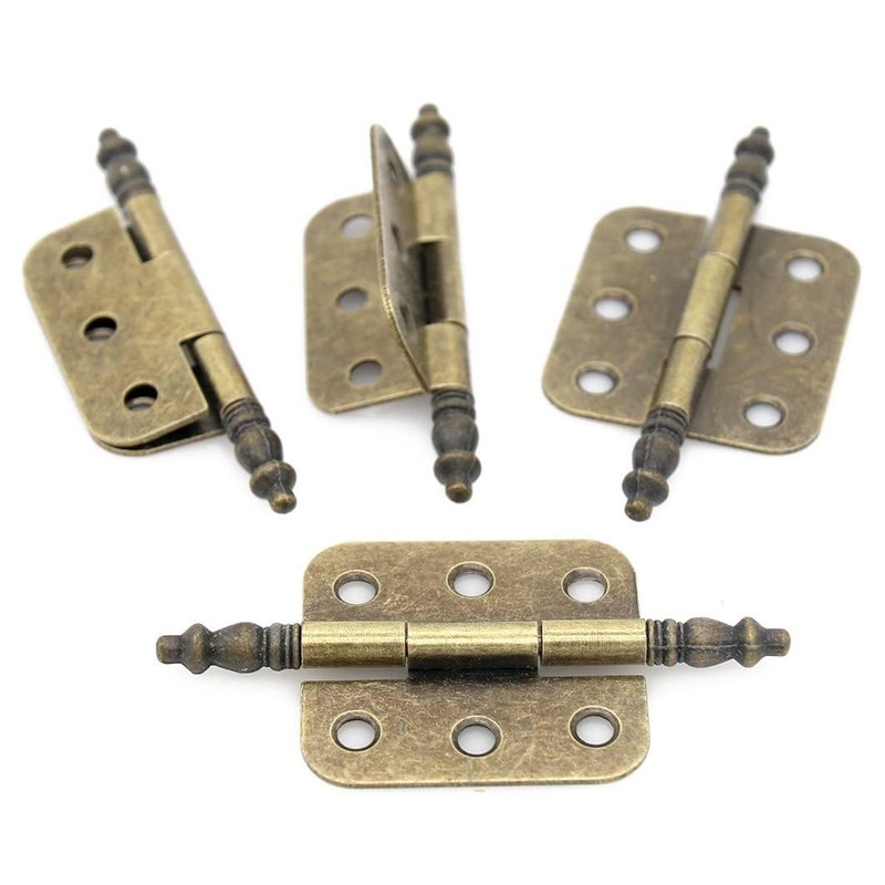 8 PCs Vintage Antique Brass Flap Hinges with Lengthened Axis