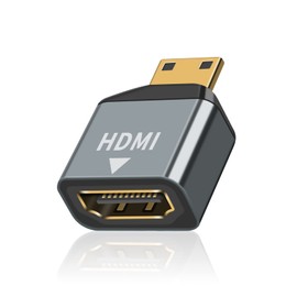 Poyiccot HDMI Mini HDMI Adapter 4K, Mini HDMI Converter Male to Female HDMI 2.0 (Mini HDMI Type C Male to Type A Female) 4K@60Hz High Speed Extension Relay Mini HDMI Converter Adapter (Set of 1)