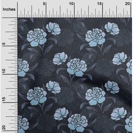 oneOone Velvet Navy Blue Fabric Dotted Floral Sewing Fabric by The Yard Printed DIY Clothing Sewing Supplies 58 Inch Wide