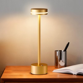 FUNTAPHANTA Gold Modern Cordless Table Lamp Rechargeable, Aluminum Touch Lamp & 4000mAh Battery Operated, 3000K LED Table Lamps for Home Decor, Dining, Reading, Desk, Bedroom, Gift