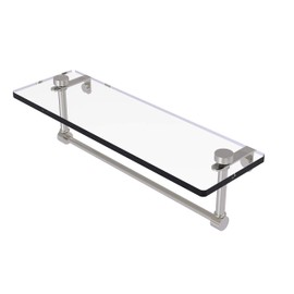 Allied Brass NS-1/16TB 16 Inch Vanity Integrated Towel Bar Glass Shelf, Satin Nickel