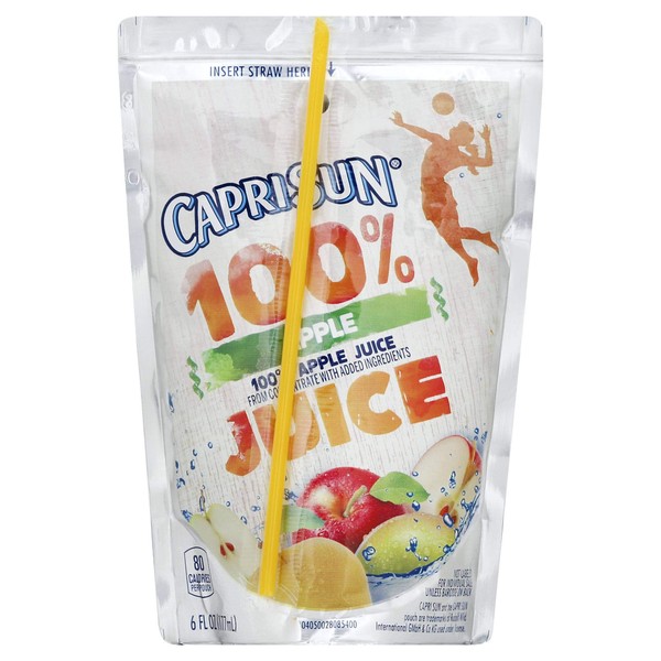Capri Sun All Natural 100 Percent Apple Juice, 60 Fluid Ounce -- 4 per case.