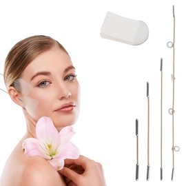 40 Pzs Cintas de Lifting Facial con 4 Tiras, Invisibles, en Forma V para Reafirmar la Piel para Pliegues Nasolabiales Papada y Arrugas Glabelares (Color de Piel)