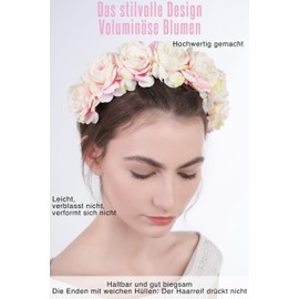 Women's Headband Hair Wreath Hair Band Headpiece in Ethnic Style with Flowers Rose (Light Pink)