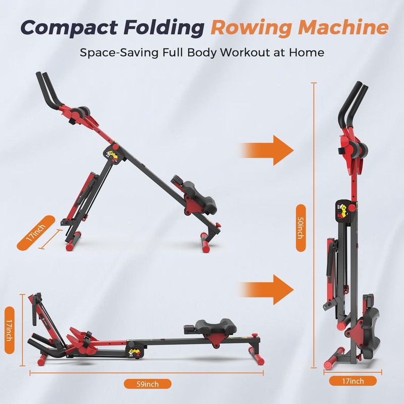 Rowing Machines for Home, 4 in 1 Rowing and Ab