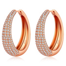 jiamiaoi White Gold Plated Large Hoop Earrings Silver 925 Women's Hoop Earrings Large Silver Large Hoop Earrings Circle Earrings Silver Earrings Hanging Hoop Earrings Round / Oval Size 15 mm - 40 mm,