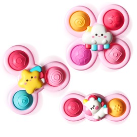 lisfiva 3PCS Pop Suction Cup Spinner Toys for 1 Year Old Boy Girl|Novelty Spinning Tops Toddler Toys Age 1-2|Sensory Baby Bath Toys for Toddlers 1-3|12 18 Months Boy Birthday Gift for Infant