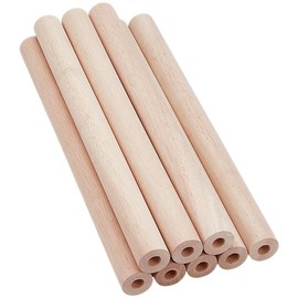 OLYCRAFT Pack of 8 Hollow Wooden Sticks Rubber Wood Dowels 30 x 2.5 cm Wooden Dowel Rod with 1 cm Hole Untreated Rubber Wooden Rods Round Natural Wood Sticks for DIY and Art Projects