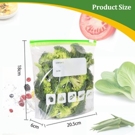 Slider Ziplock Freezer Bags 60pcs, Food Storage Bags BPA Free Sandwich Bags Reusable Zip Seal Plastic Bags with Expandable Bottom for Food, Meat, Grains, Fruits, Vegetables (Quart / 1L)