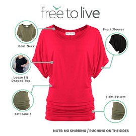 Free to Live 3 Pack Dolman Sleeve Tunic Dressy Business Casual Tops for Women Short Sleeve Shirts Work Outfits Travel Clothes, Black, Olive, Red, Large