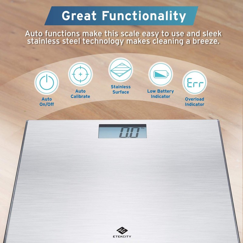 Etekcity Stainless Steel Digital Body Weight Bathroom Scale Step-On Technology