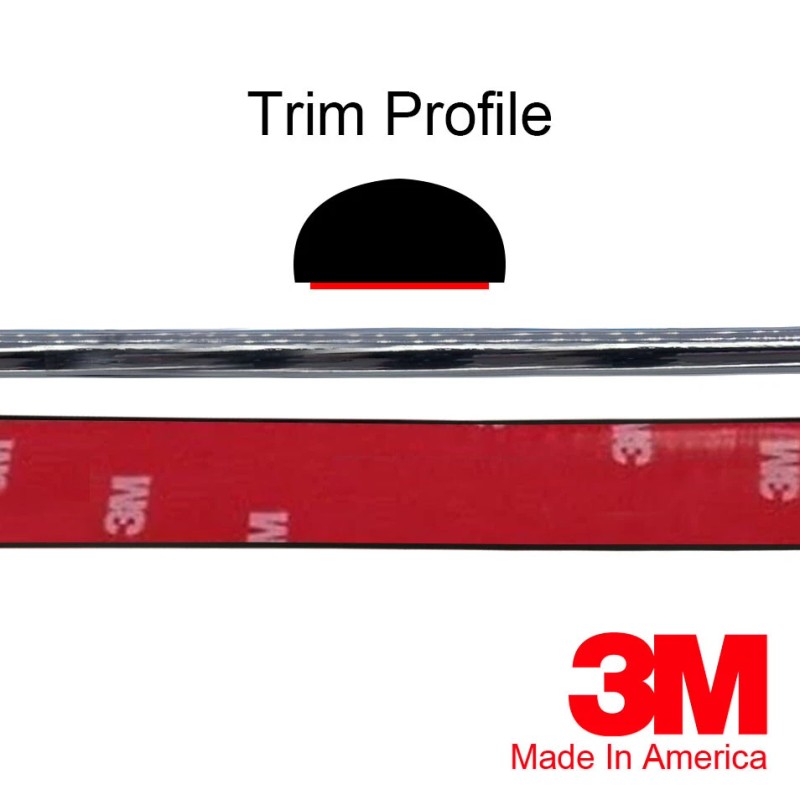 Brickyard Automotive 3/8'' X 20 ft HALF ROUND CHROME TRIM
