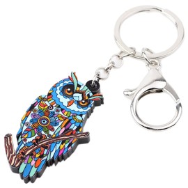 Bonsny - Cadena de acrílico con diseño de búho para mujer, bolsa de coche, colgante de pájaro, Azul, 59mm x 31mm