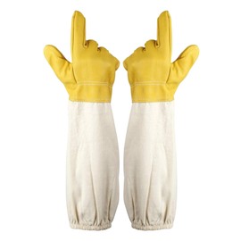 ERMWALR Ziegenleder-Imkerhandschuhe, stichfeste Imkerhandschuhe, für Männer und Frauen geeignet, Imkerzubehör, Imkerhandschuhe mit belüfteten Manschetten (Gelb, XL)