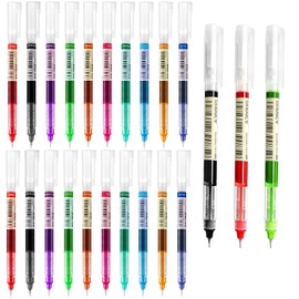 20pcs Rollerball Pens 0.5 mm Quick-Drying Ink Extra Fine tip Pens Different Coloured Liquid Ink Pens Gel Pens Coloured for School, Office, Writing, Drawing, Adults and Kids