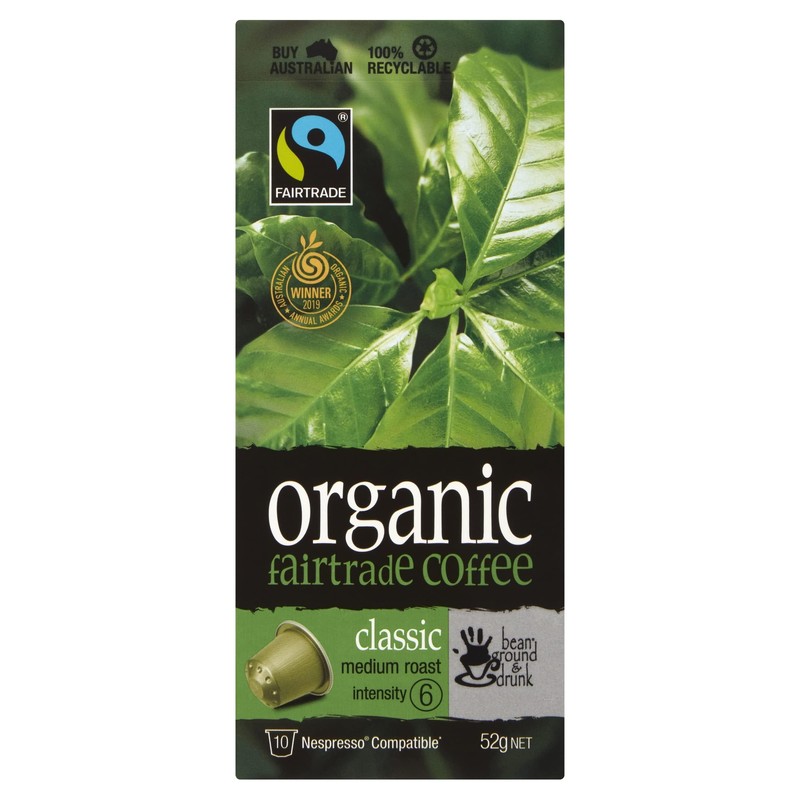 bean ground & drunk carton Organic Fairtrade Coffee Classic 60