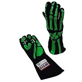 RJS Racing Equipment Men's Double Layer Skeleton Gloves(Lime Green, Large), 1 Pack