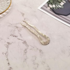 NAKANOYA Hair Fork 1 Piece Plastic Resin Cellulose Acetate Cellulose Acetate U-shaped Hairpin U-shaped Hairpin U-shaped Comb Hair Stick Hair Stick Hair Pin Back Hair Top Marble Pattern Marble Style U