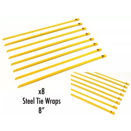 Unbranded 8" UNIVERSAL STAINLESS STEEL CABLES ZIP TIES X8 YELLOW