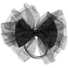 Laura Hair Rubber Girls Ribbon, Chiffon, Sparkle, Headband Size: Vertical 4.3 inches (11 cm), Width 4.7 inches (12 cm), Black