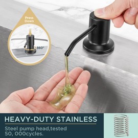 FORIOUS Black Soap Dispenser for Kitchen Sink with 500ML/18OZ Bottle, Lotion Dispenser Built in Refill from The Top for Countertop Sink