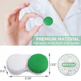 DEWSENSI Contact Lens Case, 12 Pack Empty Cute Contact Lens Cases Box Holder Container for Storage, Travel, Daily Home Use (Green)