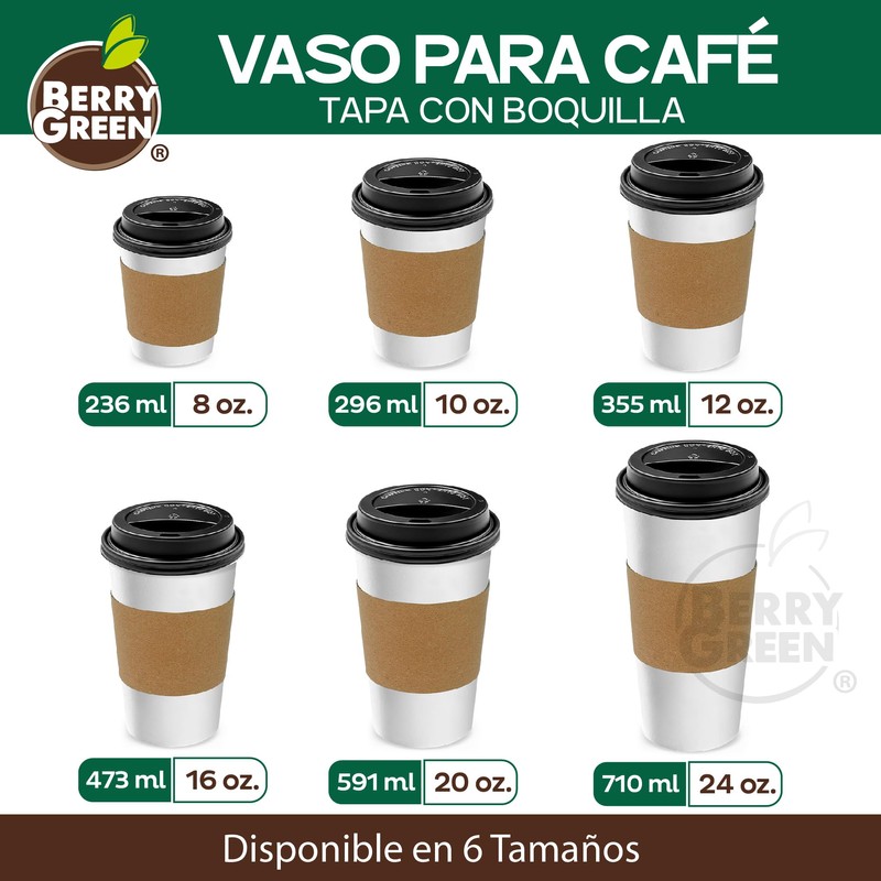 Berry Green 50 Vasos para Cafe de 8 oz (237